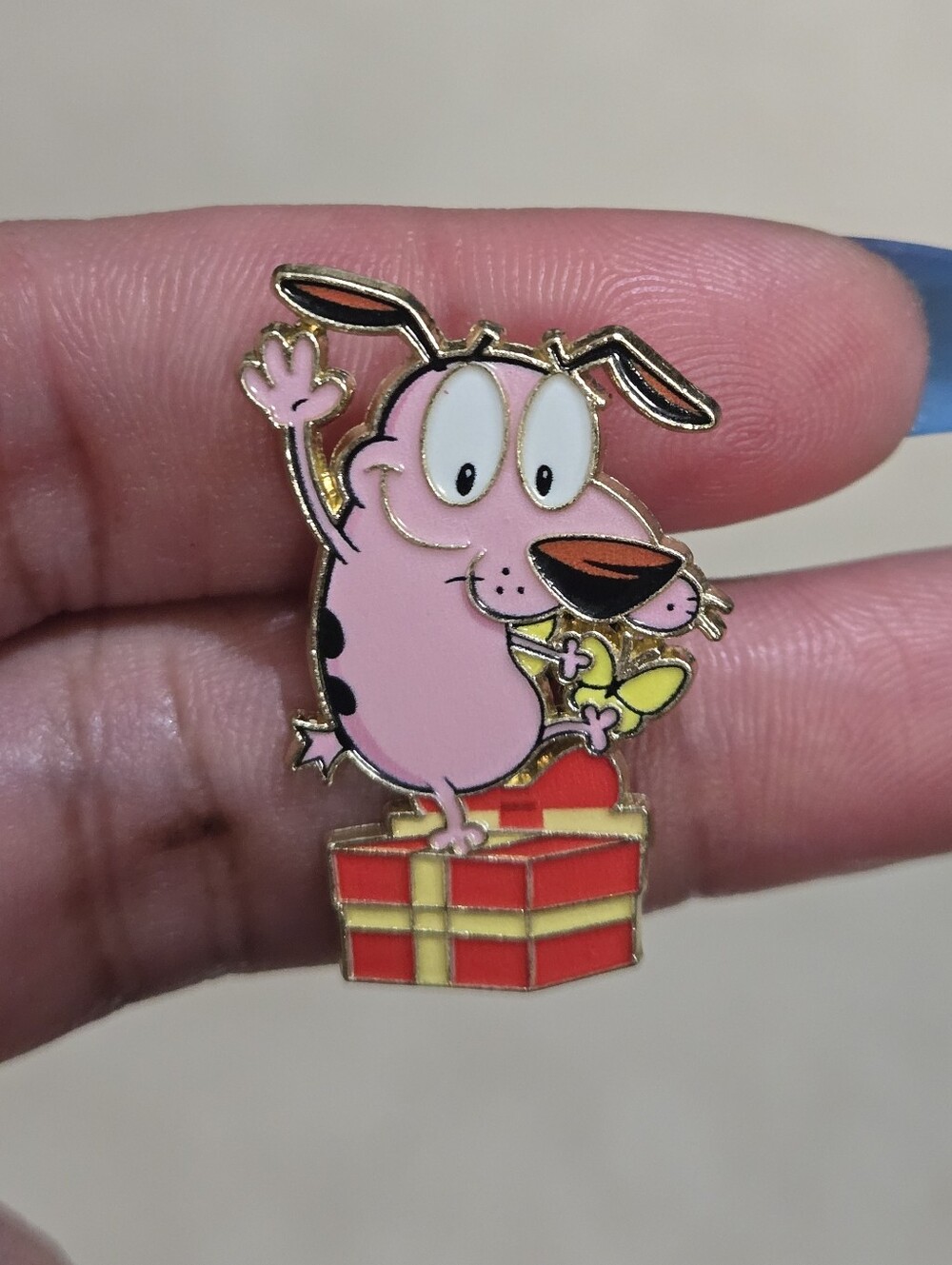 Courage the Cowardly Dog Pink Enamel Pin - Gift Box Design